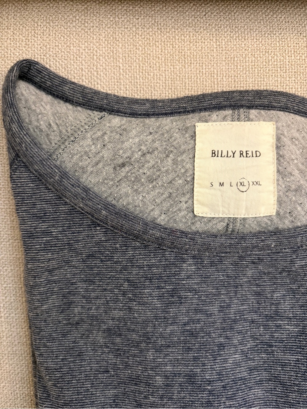 Billy Reid Striped Heather Navy Crewneck